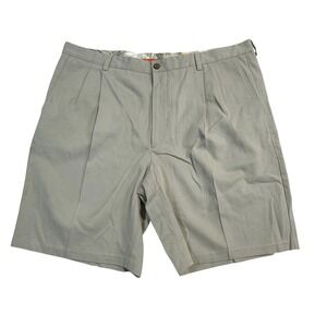 Tommy Bahama Mens Palm Tree Embroidered Silk Cotton Pleated Short Khaki Size 38